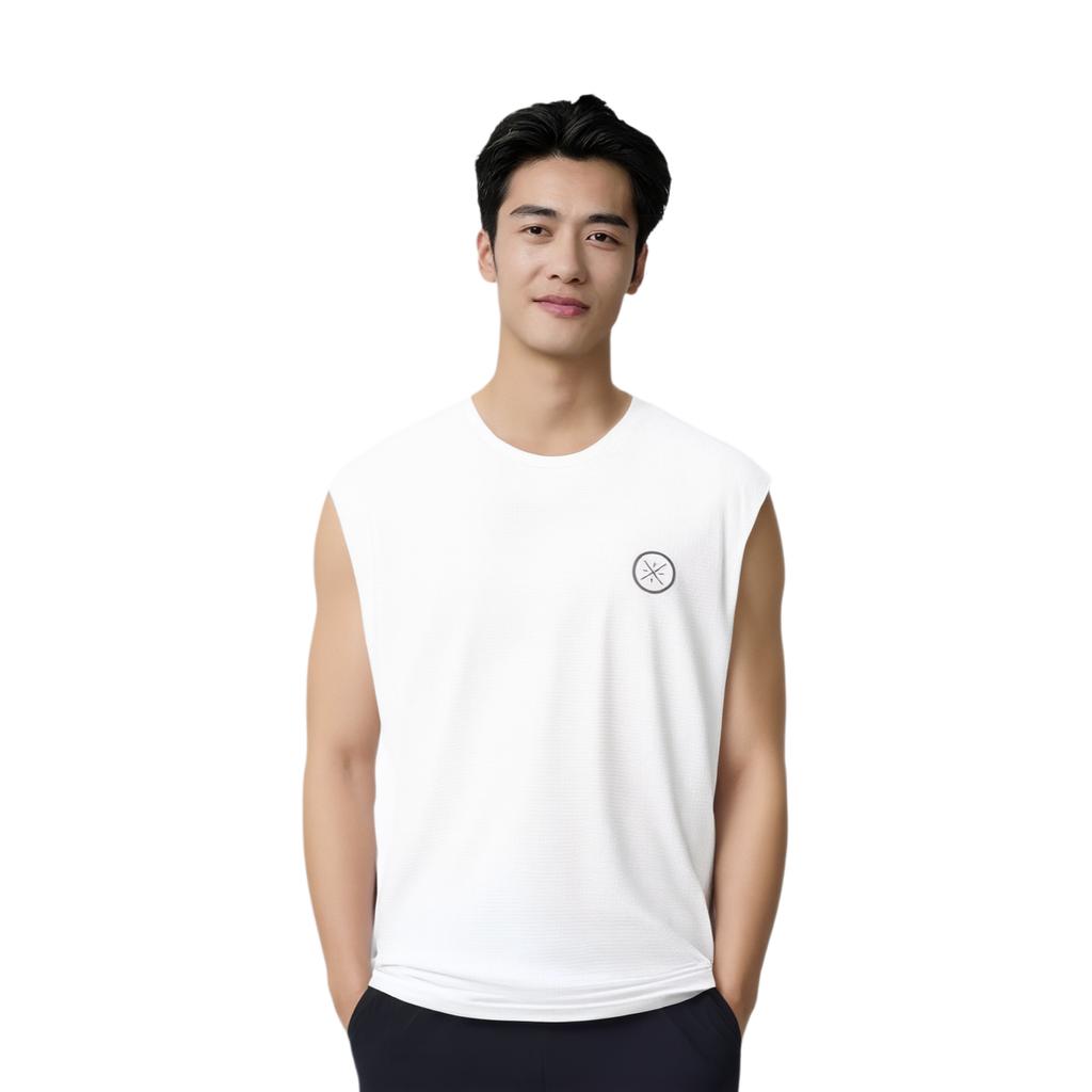 Li Ning Wade Series Solid Color Round Neck Comfortable Breathable Loose Tank Top Men Tops White AVSU023-1