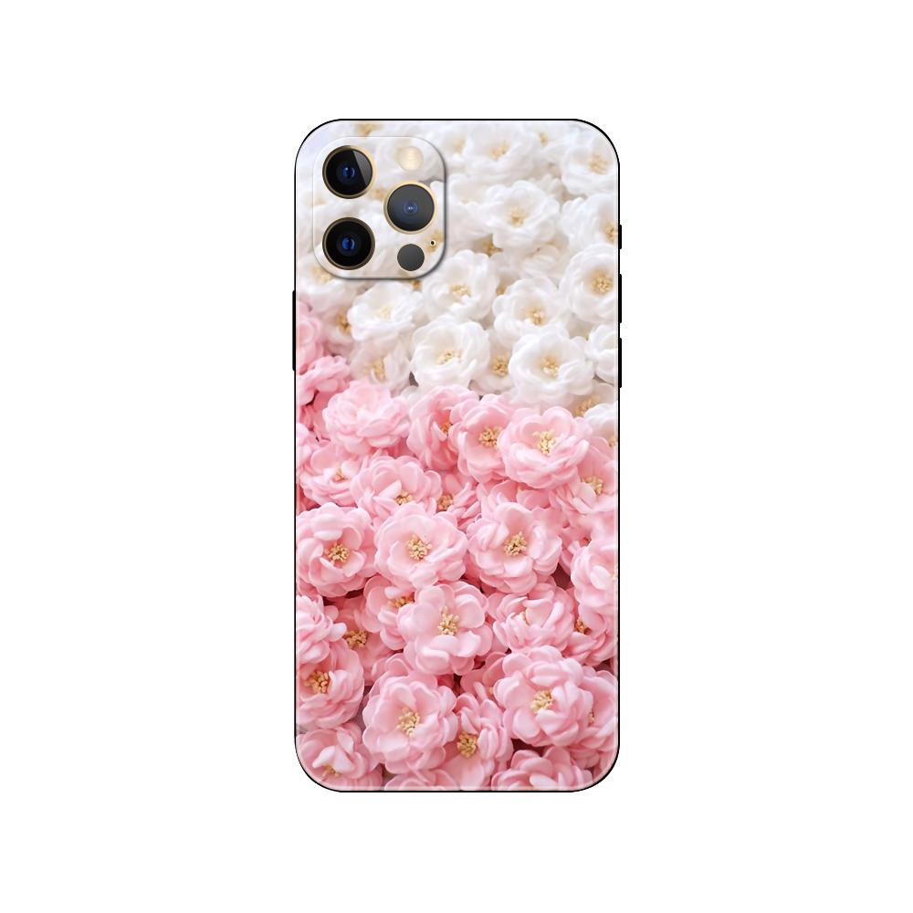 Pink Flower Peony phone case for iphone 5 5s 2020se 6 6s 7 8 plus x 10 XR XS 11 12 13 mini pro MAX black tpu back cover