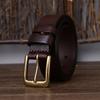 Belt Men's Wide Pure Brass Buckle Leather Pin Buckle First Layer Pure Cattlehide Stylish Simple and Versatile Casual Pants Belt