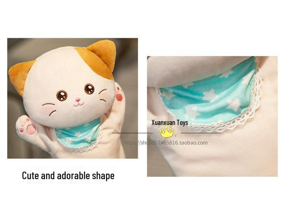 Shiba Inu Cat Hand Puppet with Moving Mouth - Soothing Doll for Storytelling and Ventriloquism In Kindergarten