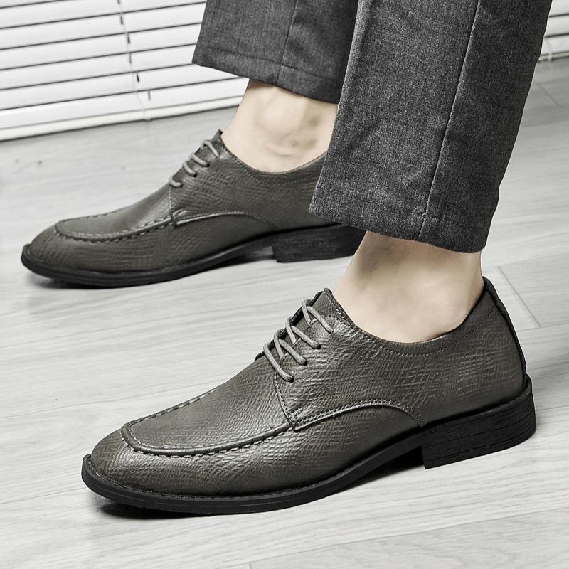 Fashion Handmade Soft Comfortable High Quality Casual Non-slip  Men's Fashionable Simple Lace Up Oxford Leather Shoes Formal Men's Shoes