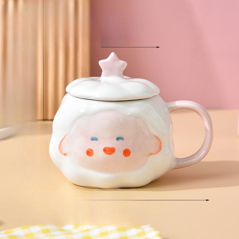 

Милая целебная керамическая кружка для питьевой воды для дома, мультяшный креативный подарок, детская кружка, для девушки, для пары, с крышкой, кружка 430ml