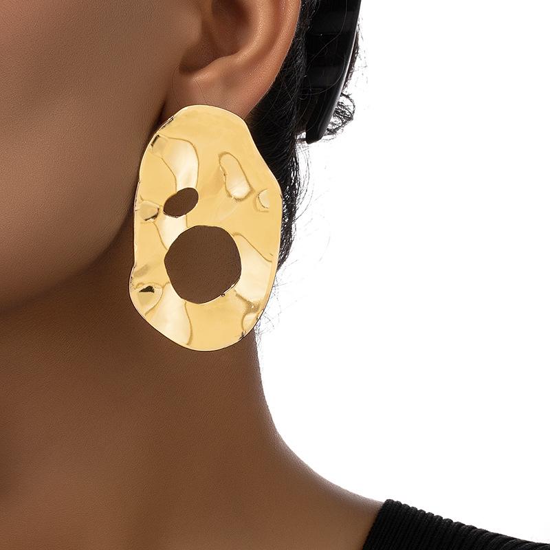 Korean Style Retro Round Stud Earrings - Irregular Design for Women