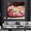 Kit Pittura Diamante Perle Artistiche Gatto Arancione Piccolo Fatto a Mano 30x30cm Senza Cornice Pittura Floreale con Perle Diamantate, Kit Creativo per Decorazione Parete Casa e Appassionati di Hobby