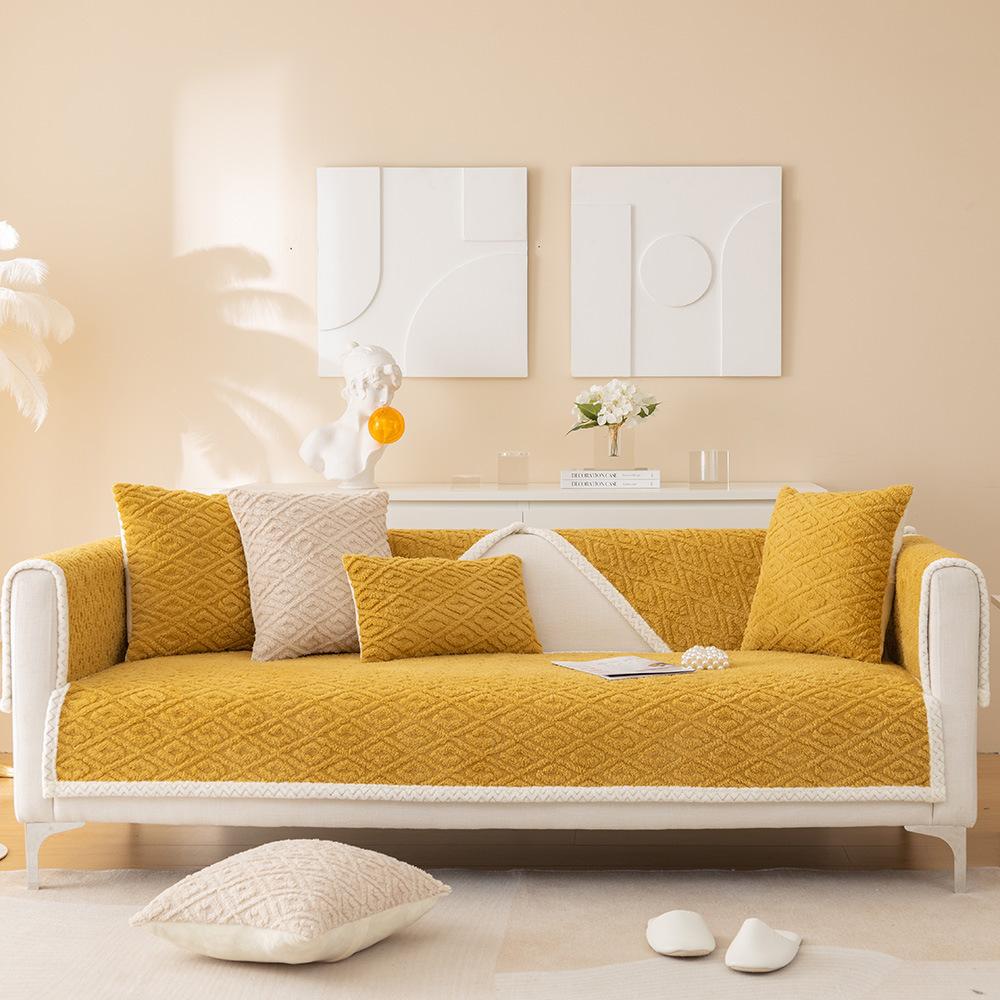 

Зимний толстый супер мягкий бархатный плюшевый диванный полотенце с защитой от царапин от кошек, чехлы для диванов секционные L-образные для гостиной W70 x L70cm 1pc жёлтый