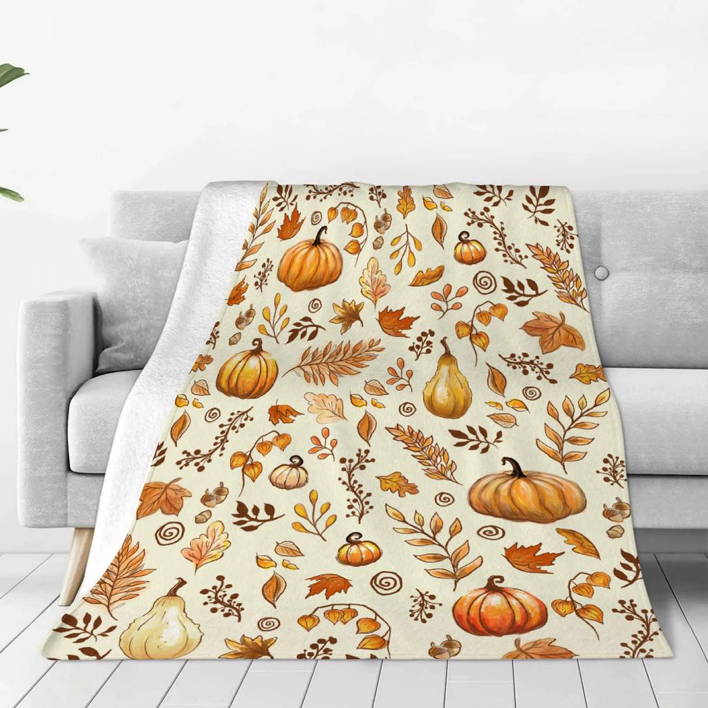 The Festival Pumpkin Harvest in Autumn Flannel Blankets Bed Blankets Are Soft and Comfortable, Suitable for Decoration and Gift
