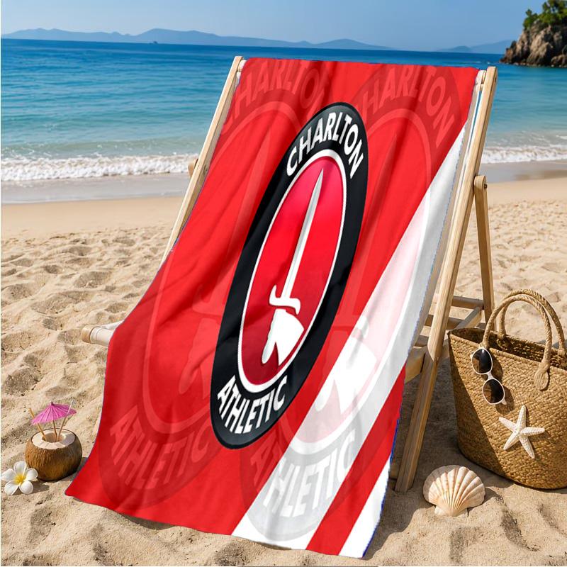 Charlton FC Crest Beach Towel Microfiber Beach Towel, Lightweight and Quick-Dry, for Summer Travel, Swimming Pool Fan Birthday Gift