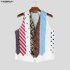 INCERUN Vestă Subțire cu Decolteu în V pentru Bărbați cu Imprimeu și Patchwork, Fără Mâneci, cu Nasturi, Vestă Casual pentru Petrecere, Topuri