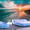 Sunset Beach Gradient Tapestry Orange and Blue Wave Texture Living Room Sofa Wall Beach Resort Style Home Decor