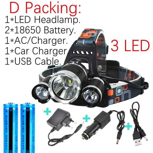 D2 Drop Shipping Rechargeable zoom led headlamp Fishing headlight Torch Hunting head lamp Camping Headlamp Flashlight head light