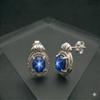 Blue Star Sapphire Earring, Silver Stud Earring, 925 Sterling Silver, Push Back Earring, Women's Earring, Gift For Her