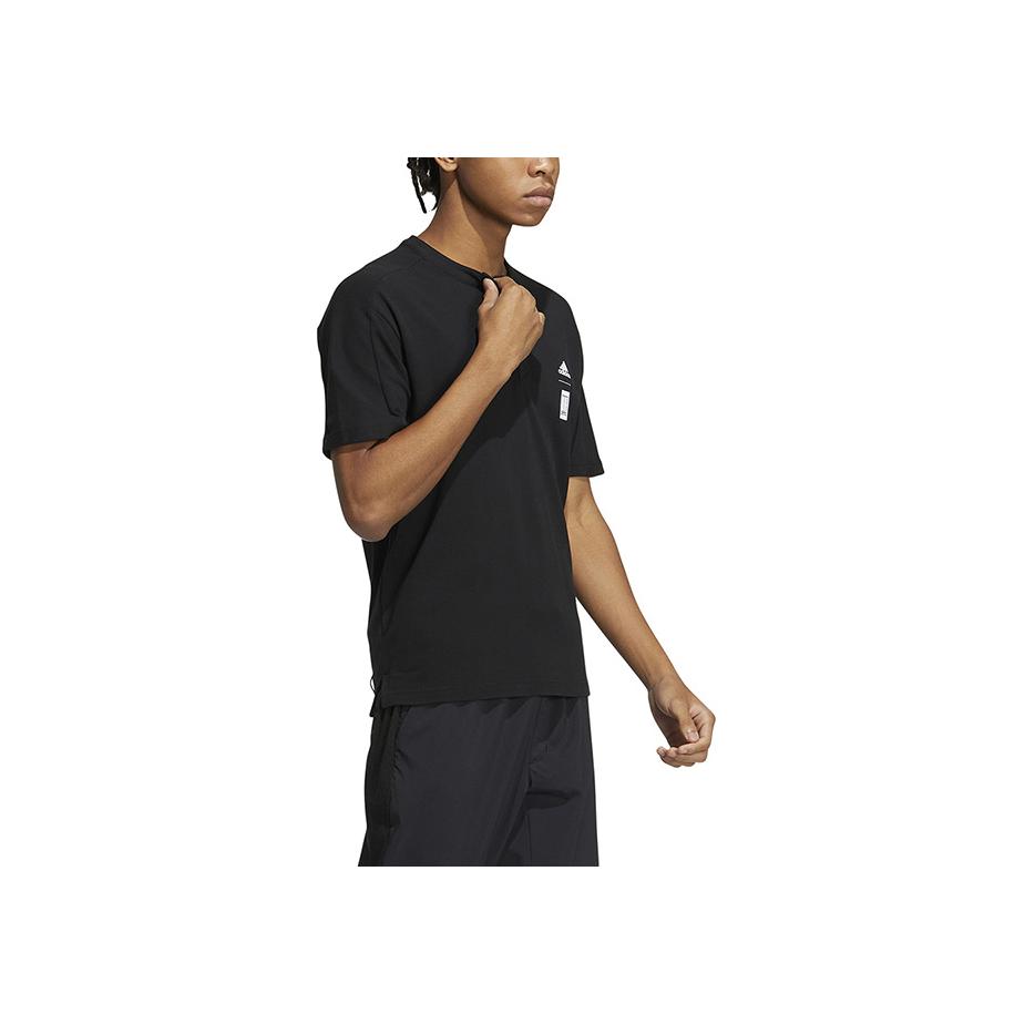 Adidas მამაკაცის შავი, ერთფეროვანი, რეტრო ლოგოთი, გროვდეკოლტეიანი მაისური HE5172