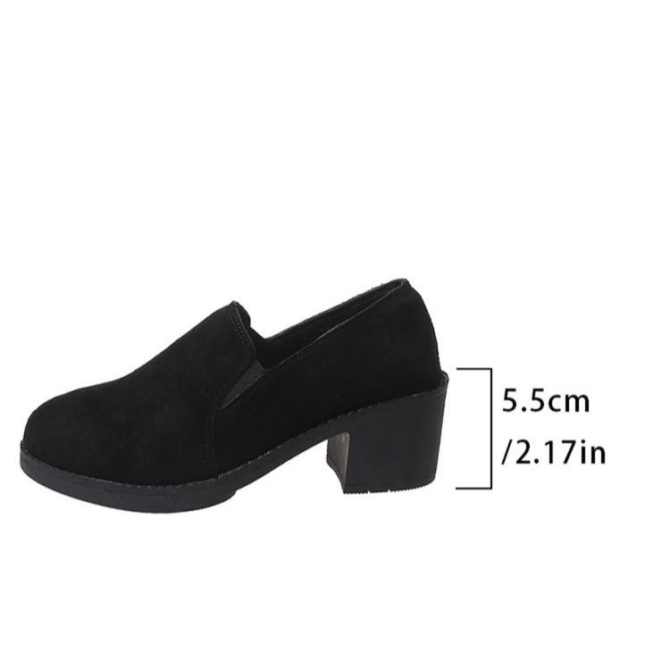 Fashion Womens Square Heel Fashion Loafers Women Shoes Autumn Big Size 43 Black Outdoor Walking Shoes for Women Comfortable Casual Shoes