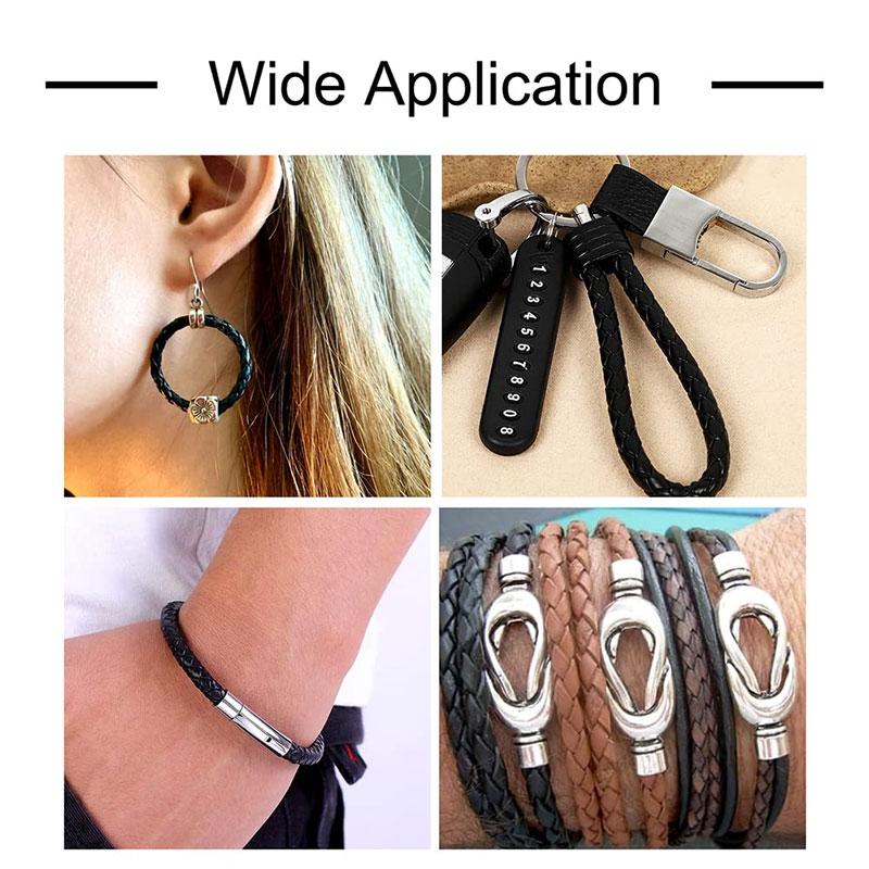 5 metri 6mm Corde in Pelle Intrecciata Corda Rotonda in Pelle Cordino per Fai da Te Ciondolo Collana Intreccio Bracciale Gioielli Materiali per la Creazione