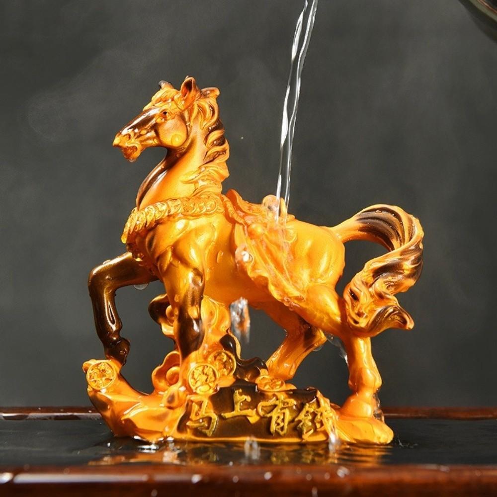 High Temperatures Resin Horse Statue Money Symbol Base Tea Pet Sculpture  Display Decoration
