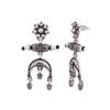 Oxidised Silver Plating Brass Floral Motifs Dangler Earrings for Women and Girls, Boho/Tribal Style