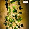 1Pack Ivy Fake Vines Artificial Ivy with 20 LED String Light Leaf Wall Faux Leaves For Room Garden Office Wedding Wall Decortion