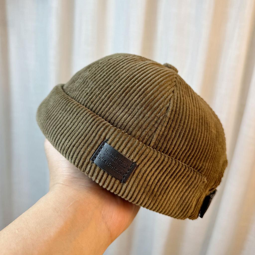 Corduroy Melon Skin Hat for Men and Women Japanese Style Fashionable and Versatile Landlord Hat Autumn and Winter Ruffian Hip Hop Sailor Hat