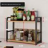 2 Tier Kitchen Counter Storage Rack Wooden Desktop Spice Organizer Heavy Duty For Countertop Seasoning Bottle Storage