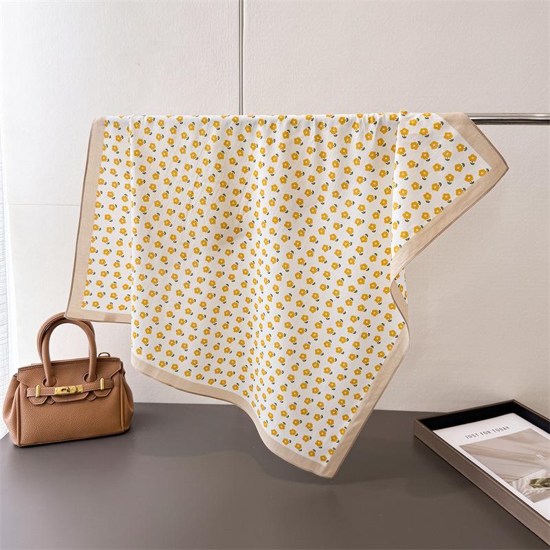 Spring and Summer Vitality Pure Cotton Small Square Scarf High-end Printed Silk Scarf Headscarf Shawl Scarf Women's Professional Scarf Scarf Scarf