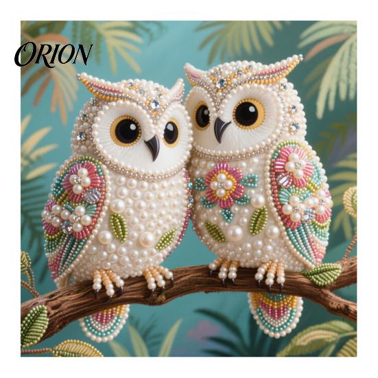Decorative Tabletop Craft Ornaments Luxury Faux Pearl Rhinestone Painting Kit, 25x25cm DIY Resin Art with Animal Stress Relief Hobbies Floral