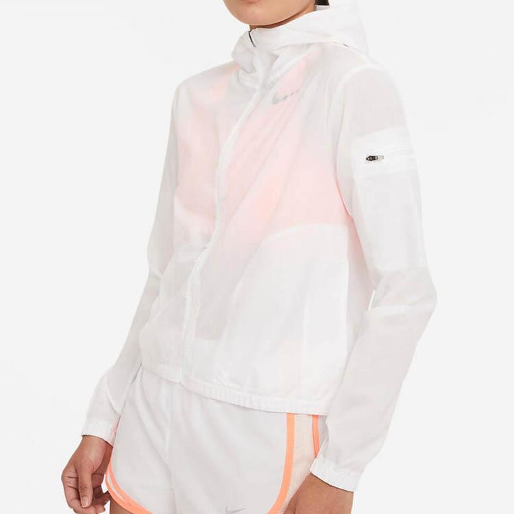 Nike Casual Sport Windbreaker Jacket With Hood Women Jackets White CZ9541-100