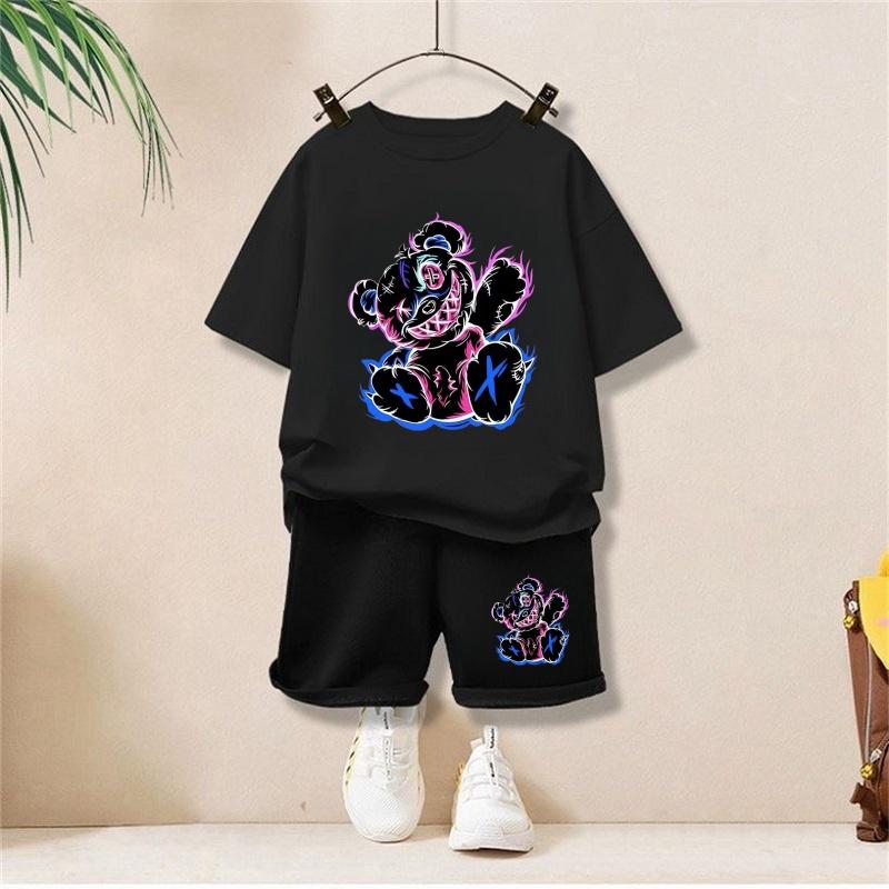 Boy and Girl Baby Set Cartoon Printed Children's Sports Set