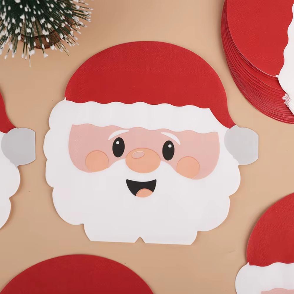 48 Pcs Multi-layer Christmas Santa Paper Napkins Cartoon Christmas Party Napkins Restaurant