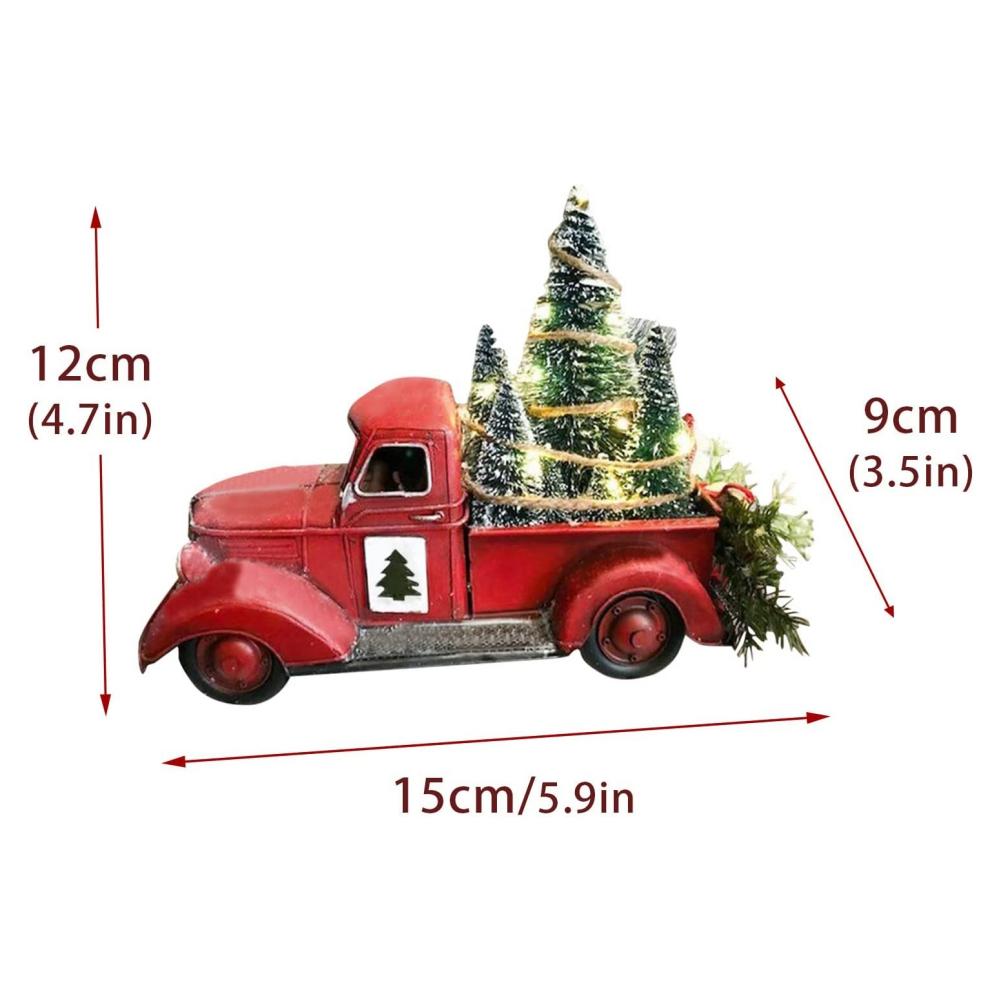 Christmas Red Truck Vintage Christmas Truck With Mini Christmas Trees Resin Ornament Christmas Trees Home Table Centerpieces
