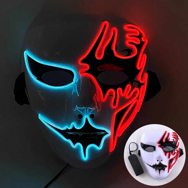 Shuffle Dance Mask Luminous Purge Mask Devil Glowing Masquerade Cosplay Mask for Halloween Horror Haunted House Props