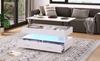 100*50*44cm Hydraulic Height-Adjustable Coffee Table, with LED Lighting, Bluetooth App Control, 2 Drawers and Open Storage, White Liftable