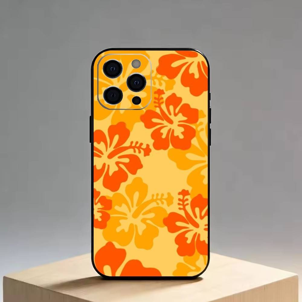 

Orange Flower Phone Case For iPhone 17,16,15,14,13,12,11 Plus,Pro Max,XS,Soft Silicone Black Cover iPhone14Pro