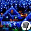 Solar Ice Strip Curtain Lights Waterproof String Lights 8 Modes Wedding Party Indoor and Outdoor Fairytale Decoration Lights