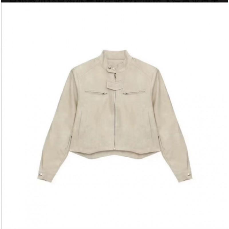 Stylish PU Leather Jacket Men Women Short Loose Fit With Tie-Dye Detail Casual Outerwear