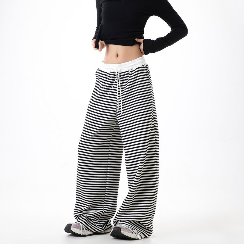 

Ich Mode Fan Welfare Pants Area Black and White Striped Pants XL