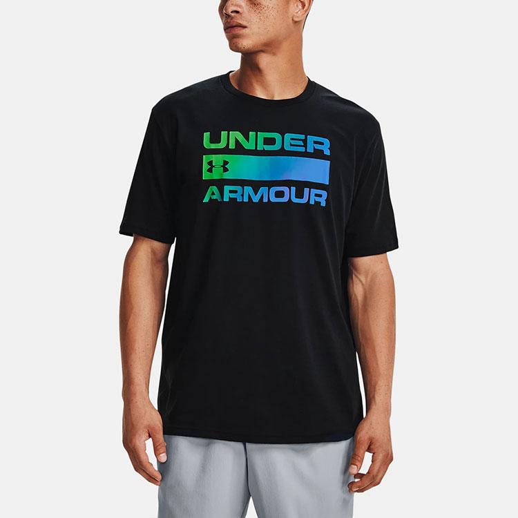 Under Armour Casual Stretch Printed Straight T-Shirt Men Tops Black 1329582-004