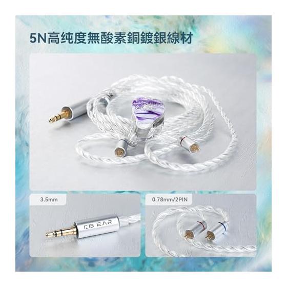 KBEAR KB08 Earphones Wired Monitor Earphones 1DD+1BA+2 Microplanar Hybrid Planar Drive Earphones Precise Processing Technology & 3D Printed Resin