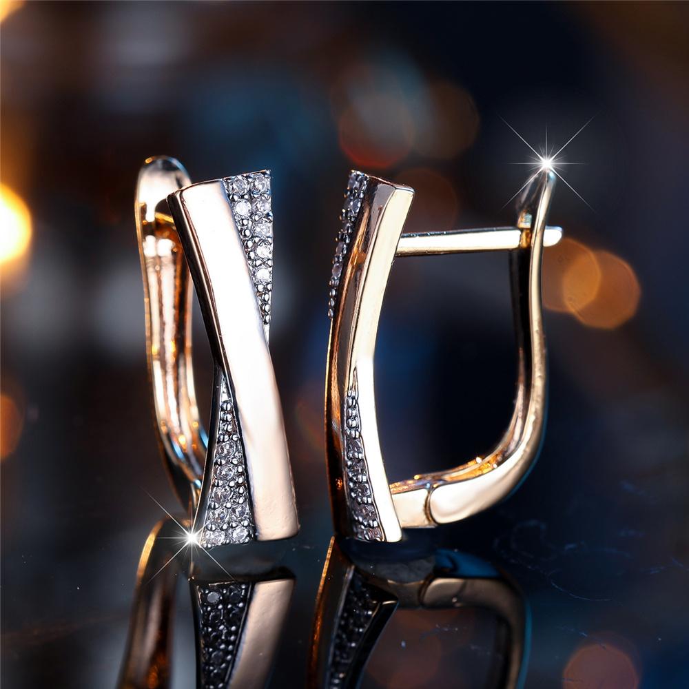 Vintage X-Form Ohrringe für Frauen Mädchen Luxus Zirkon Hochzeit Schmuck Valentinstag Geschenke