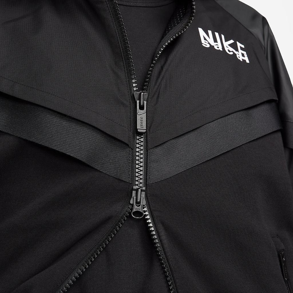 Nike X Sacai Logo-Embossed Waterproof Full-Zip Hooded Jacket Men Jackets Black DQ9030-010