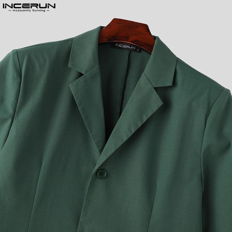 INCERUN Summer 2PCS Men Lapel Short Sleeve Shirts Long Suits Trousers Sets