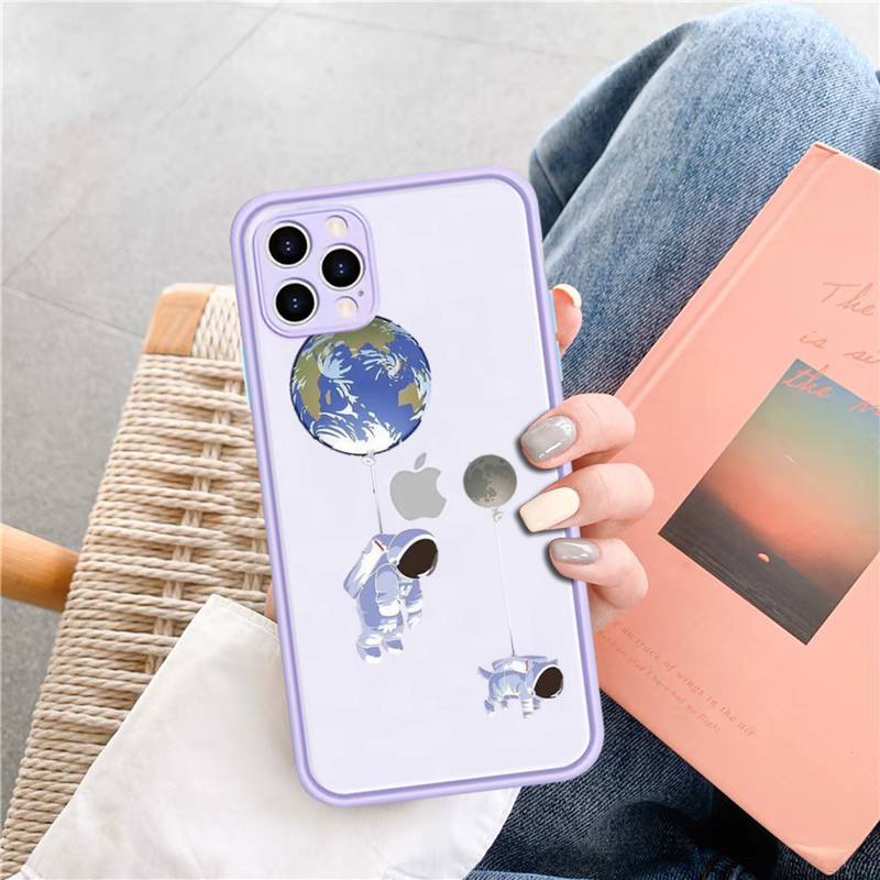 

Чехол для телефона Cute Astronauts для iPhone X XR XS 7 8 Plus 11 12 13 pro MAX 13mini, полупрозрачный матовый чехол 14 Pro Max
