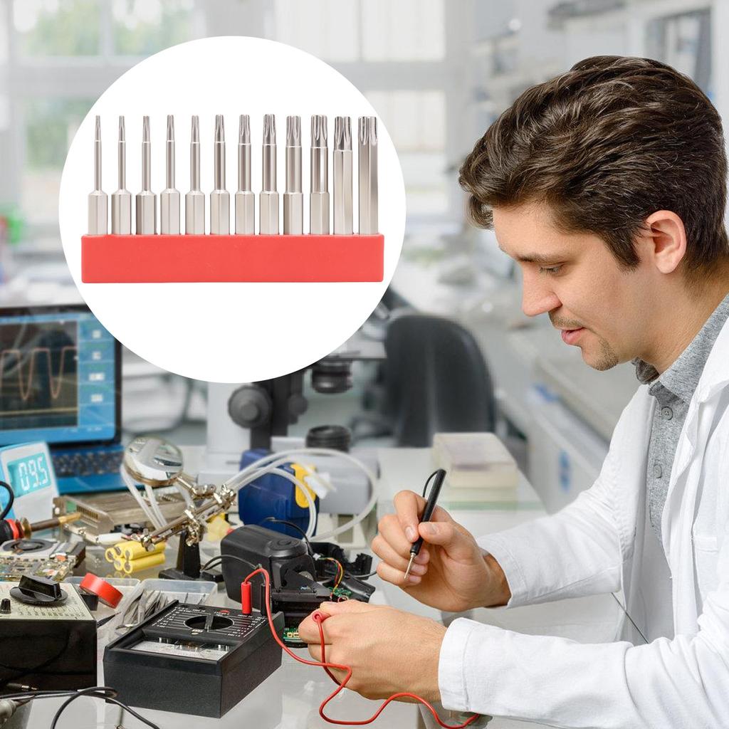 12Pcs 50/75/100mm Security Blossom Bit Set 1/4inch Hex Shank Magnetic Star Screwdriver Bit Set Magnetic Screw Driver