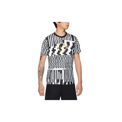 Dri-Fit Geometric Pattern Casual Crew Neck Short Sleeve Soccer Jersey Men Tops Black White CZ0975-100