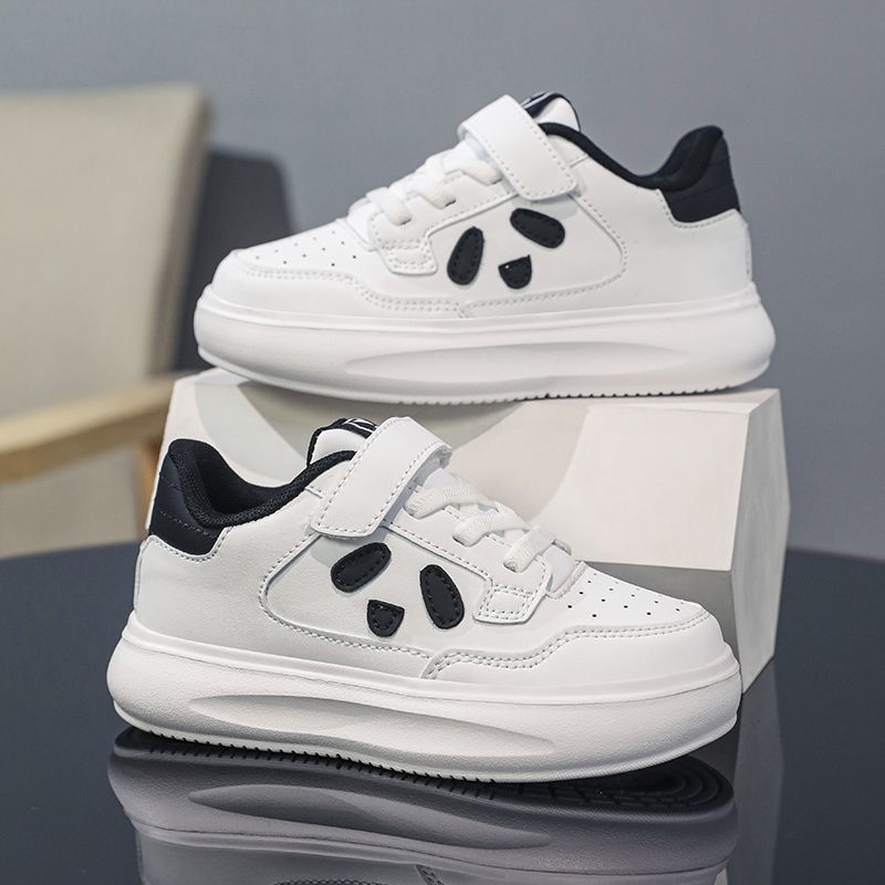 Panda classmate children's little white shoes 2025 spring new student casual shoes boys and girls board shoes platform sports shoes