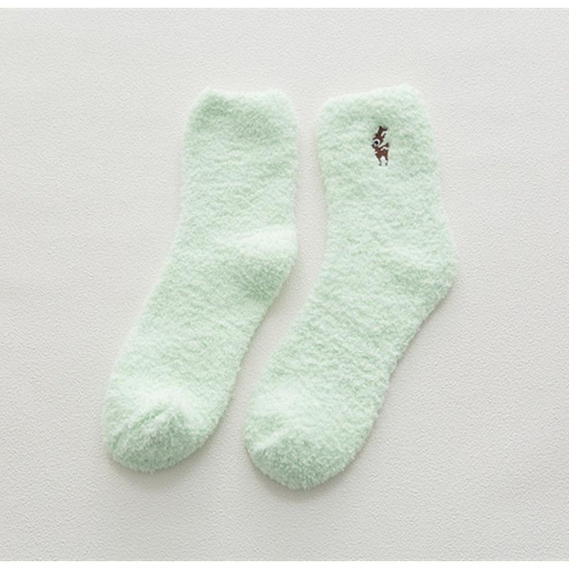 Winter Embroidery Deer Thickening Cotton Women Socks Plush Warm Funny Sleep Cute Sock