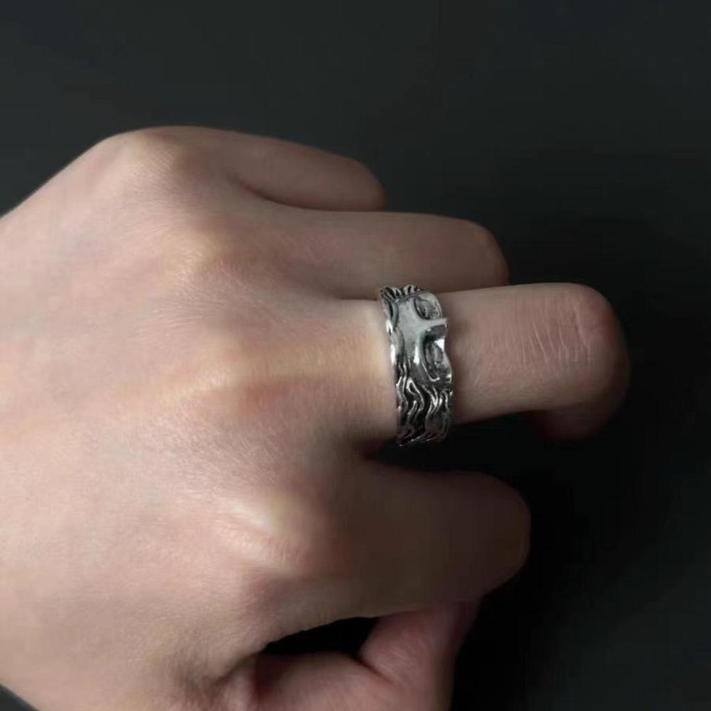 European-American Creative Venus Retro Thai Silver Adjustable Mask Ring
