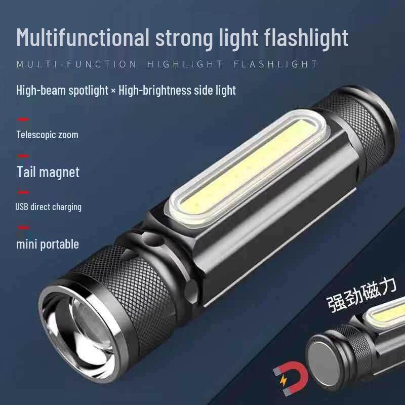 Rechargeable High-Brightness Mini Flashlight – Portable, Multifunctional, Super Bright, Long-Range for Home, and Outdoor Use.