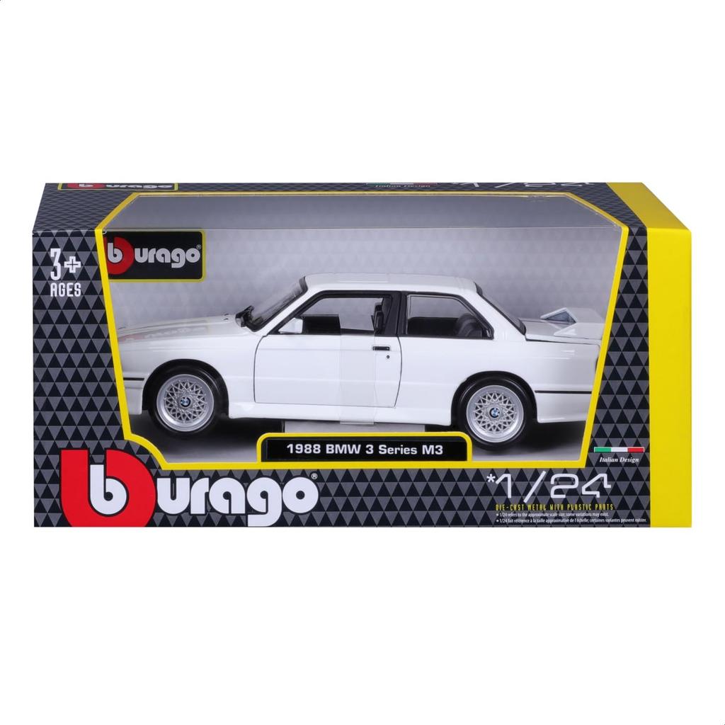 Bburago 1/24 scale BMW M3 (E30) 1989 White / Diecast Model Car, Finished Product, 21100 W