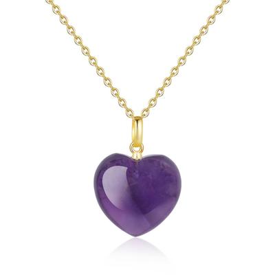 Kleine Amethyst-Halskette mit Liebesherz und Kraftstein für Damen