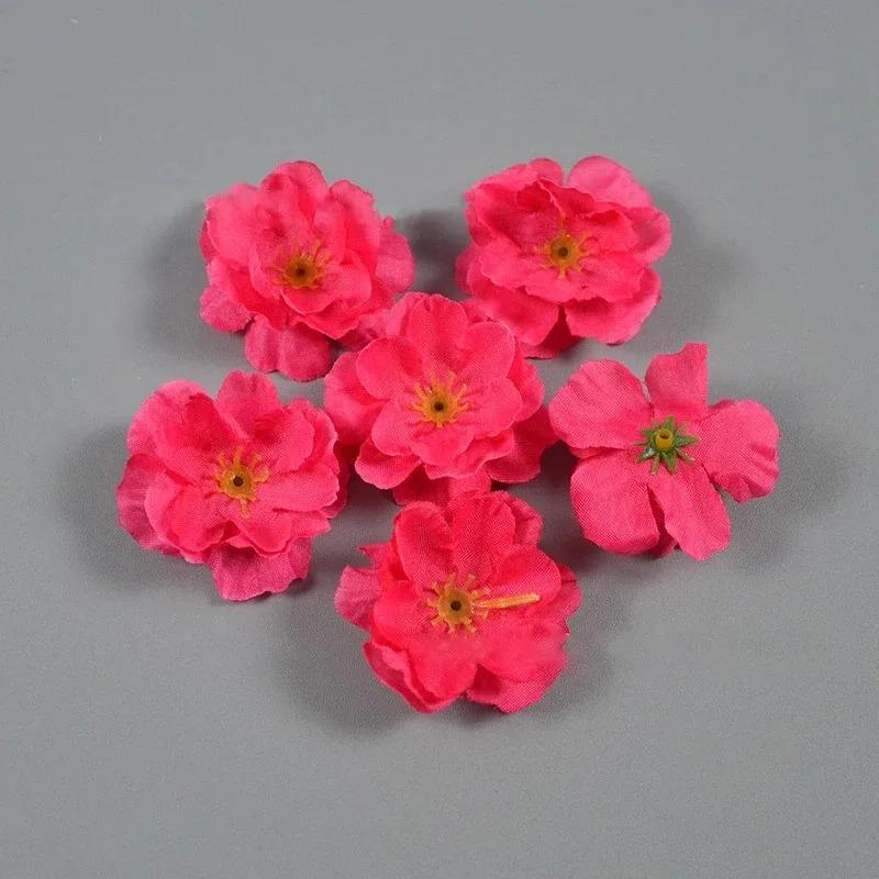 7/14Pcs Peach Blossom Petals Artificial Flower Heads Cherry Blossom Heads Home Room Decor Bridal Wedding Decoration Accessories